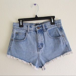 Forever 21 Lace Trim Denim Shorts 24